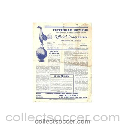 1953 - Tottenham Hotspur v Preston North End official programme 21/02/1953 Football League - Collect Soccer
