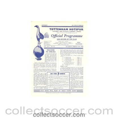 1953 - Tottenham Hotspur vChelsea official programme 14/03/1953 - Collect Soccer