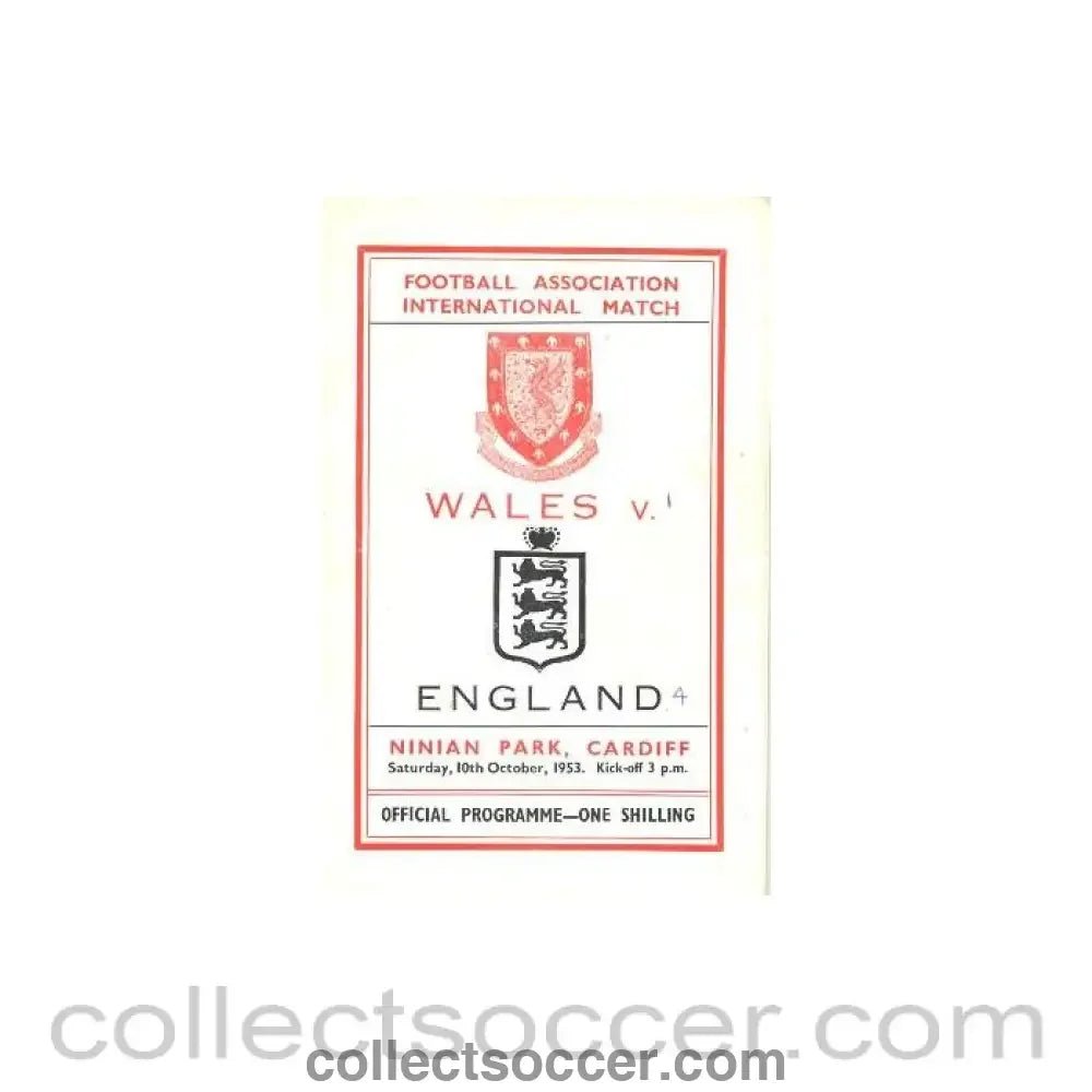 1953 Wales v England official programme 10/10/1953 - Collect Soccer