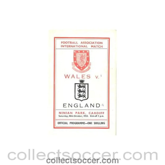 1953 Wales v England official programme 10/10/1953 - Collect Soccer