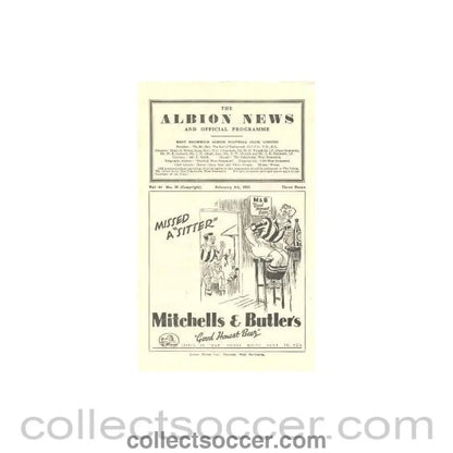 1953 - West Bromwich Albion vChelsea official programme 04/02/1953 - Collect Soccer