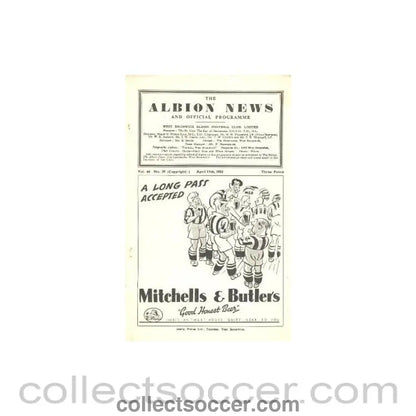1953 - West Bromwich Albion vChelsea official programme 11/04/1953 - Collect Soccer