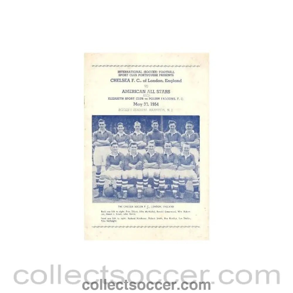 1954 - American All Stars vChelsea official programme 30/05/1954 - Collect Soccer