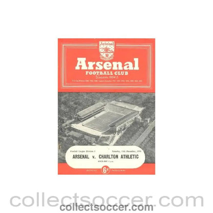 1954 - Arsenal v Charlton Athletic official programme 11/12/1954 - Collect Soccer
