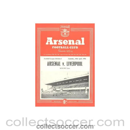 1954 - Arsenal v Liverpool official programme 10/04/1954
