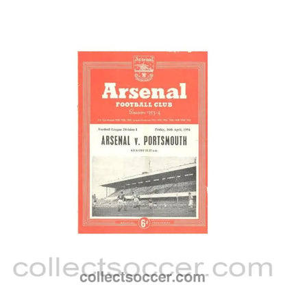 1954 - Arsenal v Portsmouth official programme 16/04/1954