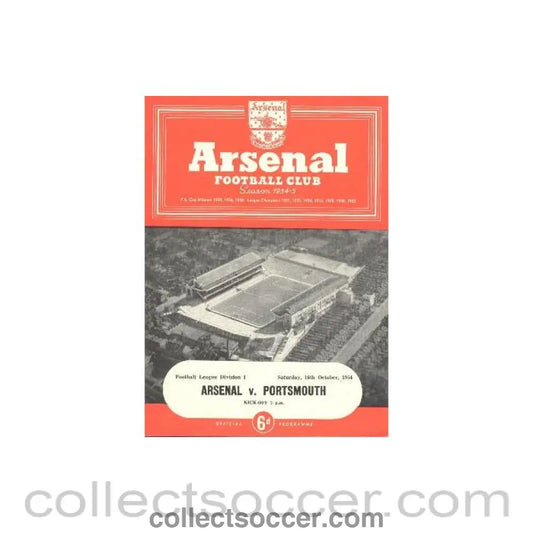 1954 - Arsenal v Portsmouth official programme 16/10/1954