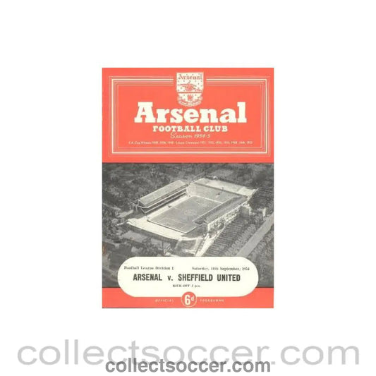 1954 - Arsenal v Sheffield United official programme 11/09/1954
