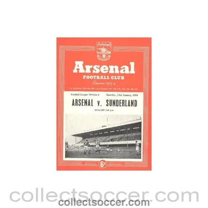 1954 - Arsenal v Sunderland official programme 23/01/1954 - Collect Soccer