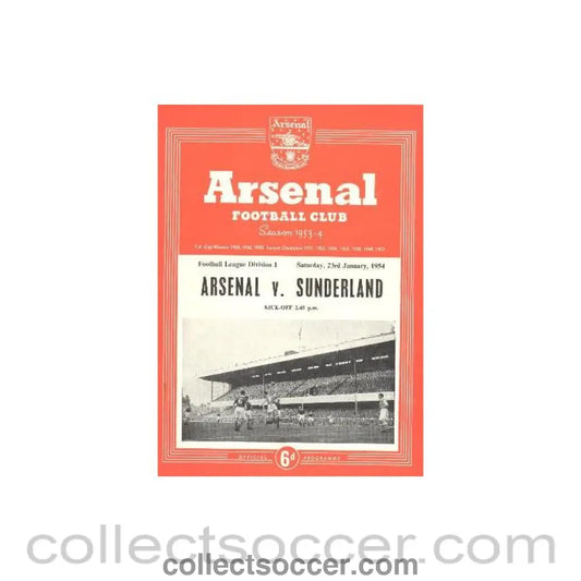 1954 - Arsenal v Sunderland official programme 23/01/1954