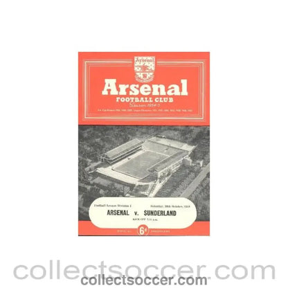 1954 - Arsenal v Sunderland official programme 30/10/1954 - Collect Soccer