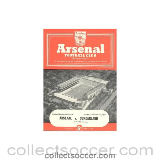 1954 - Arsenal v Sunderland official programme 30/10/1954