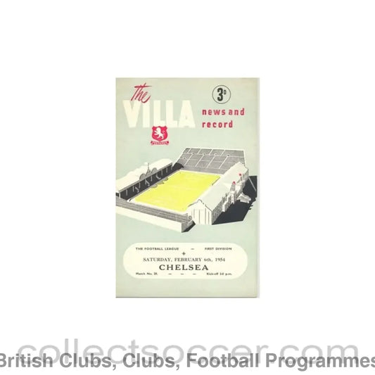 1954 - Aston Villa vChelsea official programme 06/02/1954