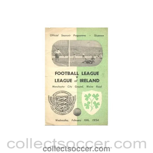 1954 - At Manchester City - Football League v League of Ireland official programme 10/02/1954 - Collect Soccer