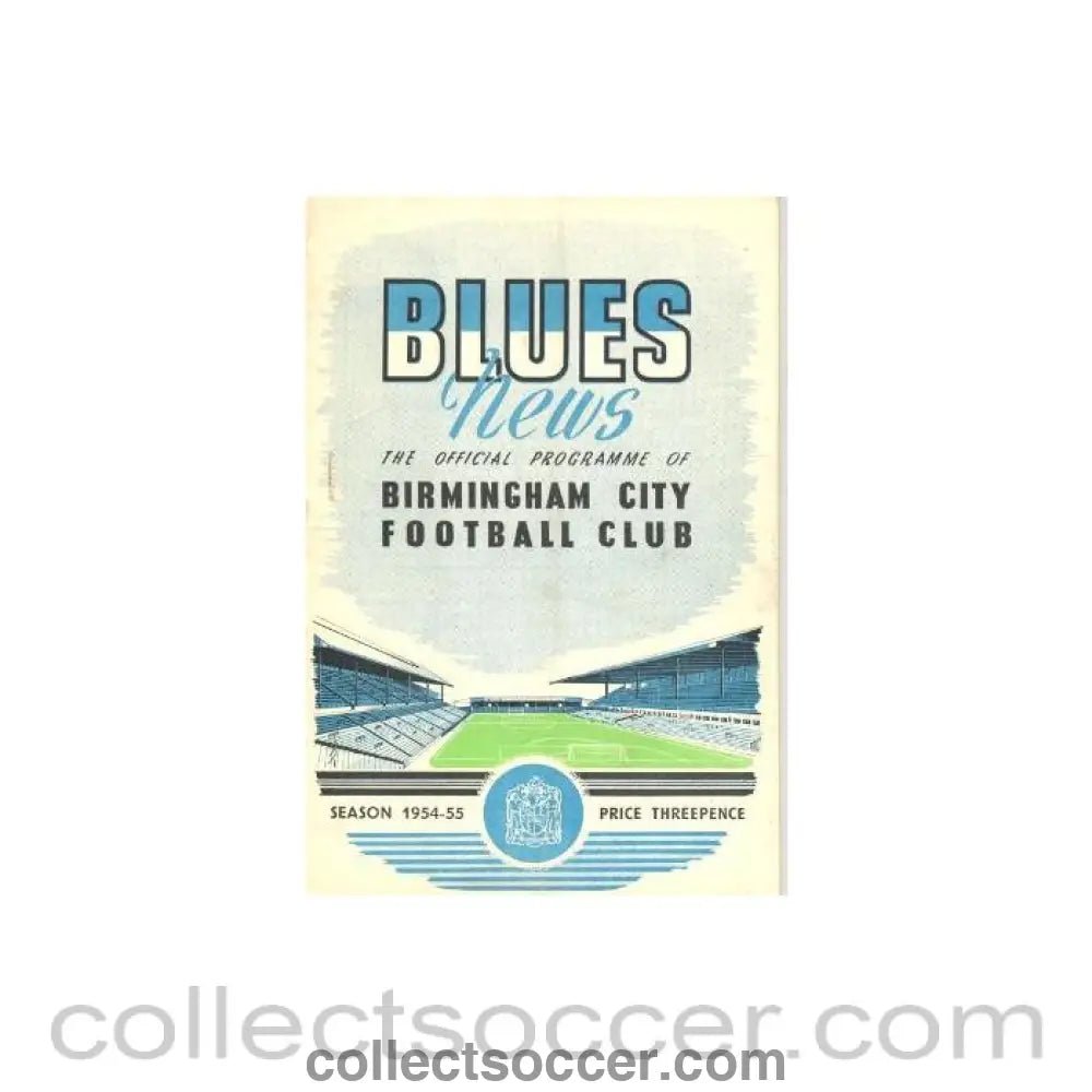 1954 - Birmingham City v Ipswich Town official programme 08/09/1954 - Collect Soccer
