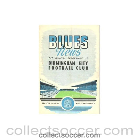 1954 - Birmingham City v Ipswich Town official programme 08/09/1954 - Collect Soccer