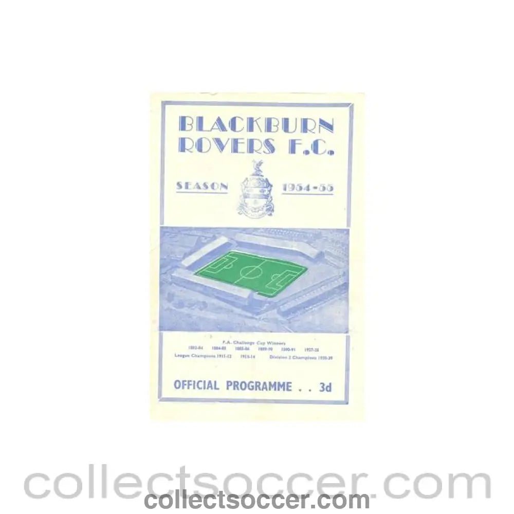 1954 - Blackburn Rovers v Middlesbrough official programme 06/11/1954 - Collect Soccer