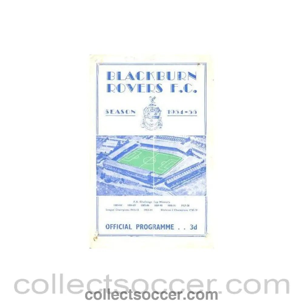 1954 - Blackburn Rovers v Plymouth Argyle official programme 25/09/1954 - Collect Soccer