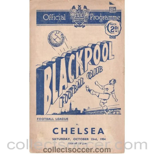 1954 - Blackpool v Chelsea 23/10/1954 Football Programme - Chelsea's First Championship Season - Collect Soccer