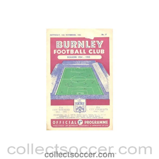 1954 - Burnley v Aston Villa official programme 13/11/1954