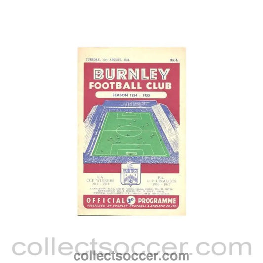 1954 - Burnley v Chelsea official programme 31/08/1954 - Collect Soccer