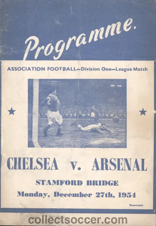 1954 - Chelsea v Arsenal 17/12/1954 Rare Pirate Football Programme Printed by Buick - Chelsea's First Championship Season - Collect Soccer