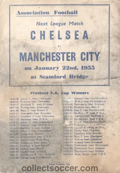1954 - Chelsea v Arsenal 17/12/1954 Rare Pirate Football Programme Printed by Buick - Chelsea's First Championship Season - Collect Soccer