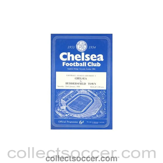 1954 - Chelsea v Huddersfield Town official programme 23/01/1954