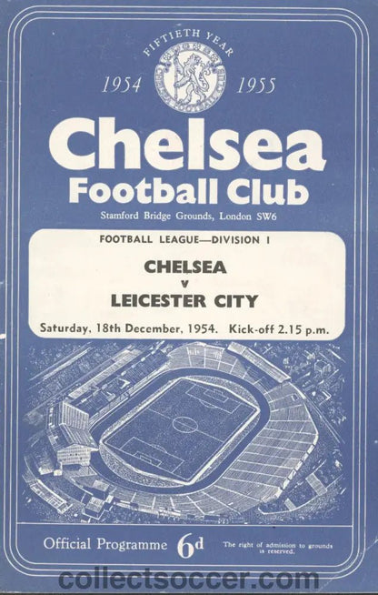 1954 - Chelsea v Leicester City official programme 18/12/1954 - Collect Soccer