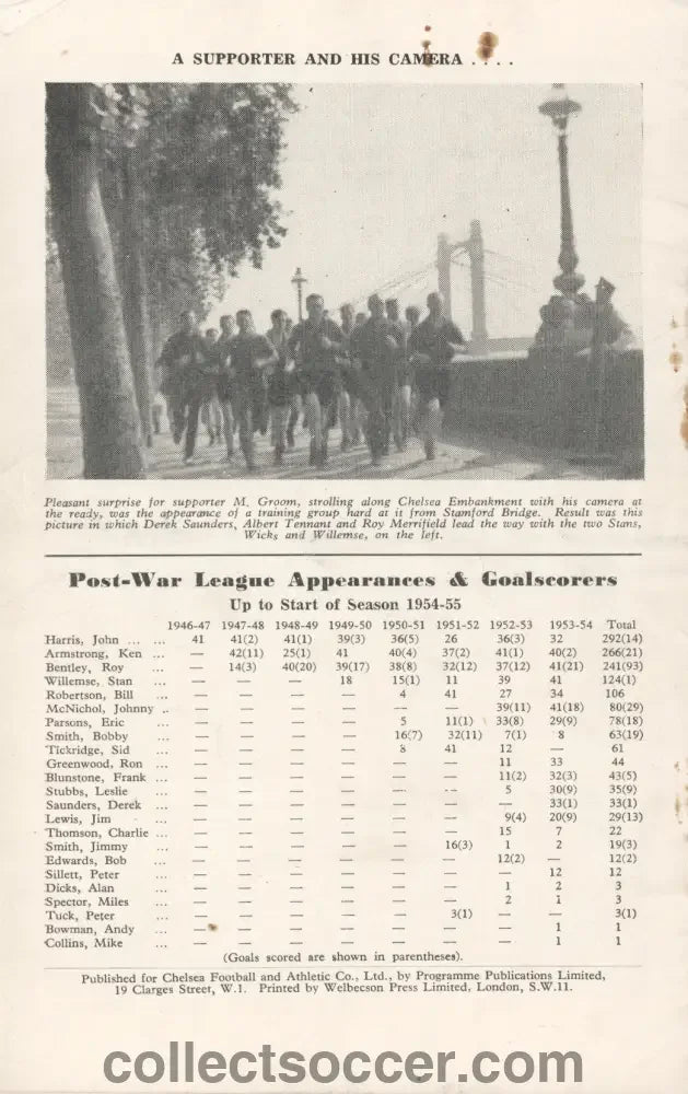 1954 - Chelsea V Preston North End Programme - Chelsea's First Ever Championship Season - Collect Soccer
