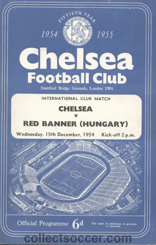 1954 - Chelsea v Red Banner Hungary official programme Friendly Match