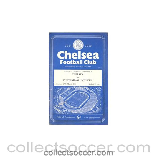 1954 - Chelsea v Tottenham Hotspur official programme 27/03/1954