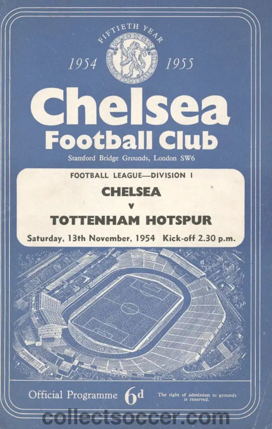1954 - Chelsea v Tottenham Hotspur official programme - Collect Soccer