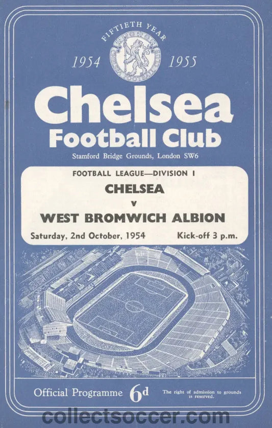 1954 - Chelsea v West Bromwich Albion Official Programme 02/10/1954 Chelsea’s First Ever Championship Season