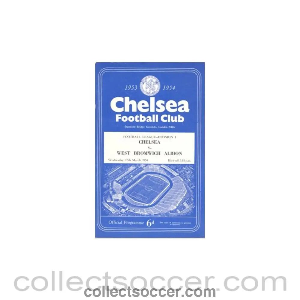 1954 - Chelsea v West Bromwich Albion official programme 17/03/1954 - Collect Soccer