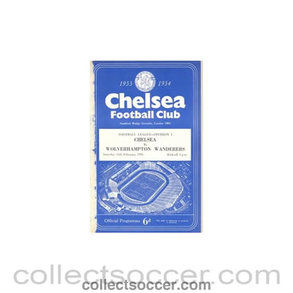 1954 - Chelsea v Wolverhampton Wanderers official programme 13/02/1954 reduced price