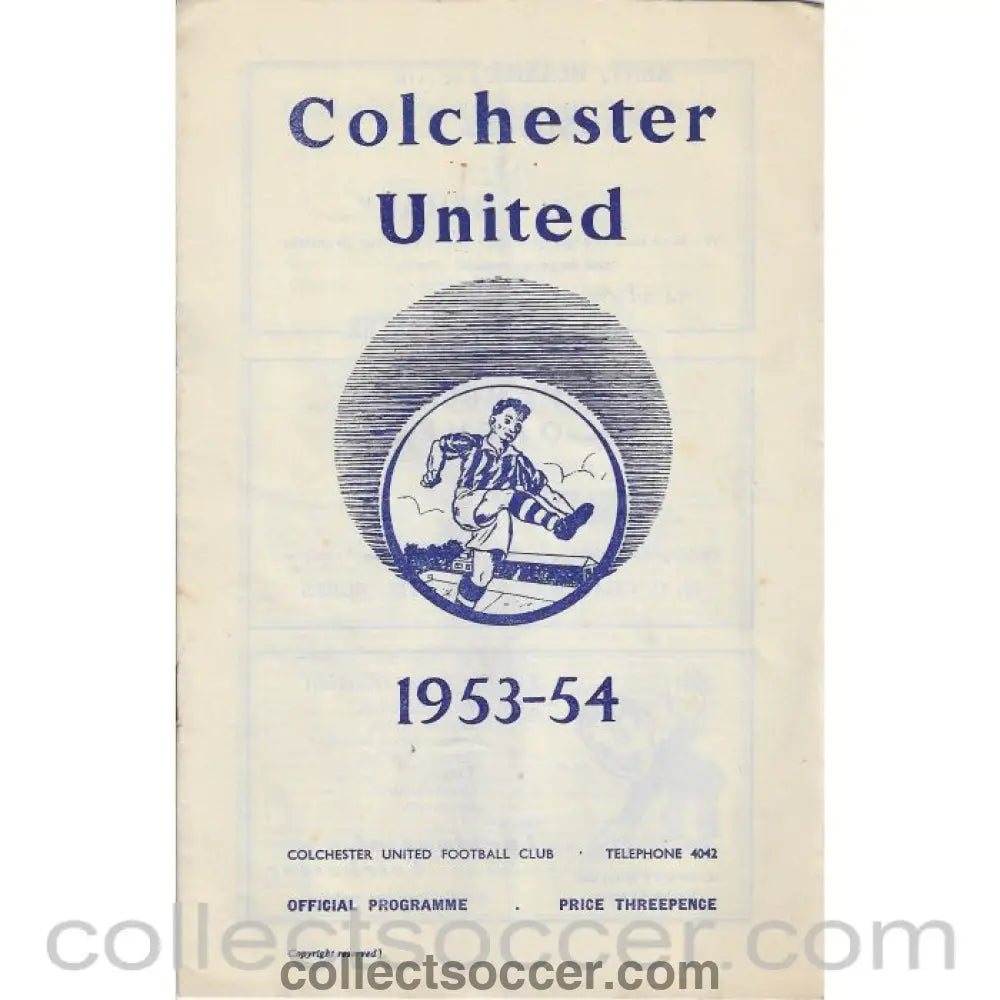 1954 - Colchester United v Newport County 9/1/1954 Football Programme - Collect Soccer