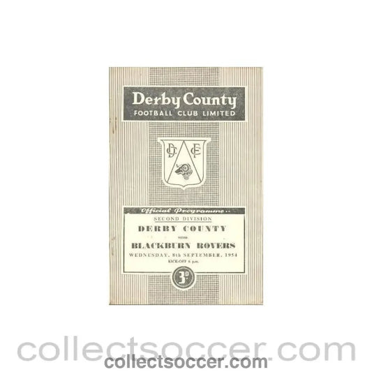1954 - Derby County v Blackburn Rovers official programme 08/09/1954 Football League - Collect Soccer