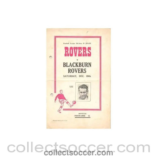1954 - Doncaster Rovers v Blackburn Rovers official programme 25/12/1954 Football League, reduced price - Collect Soccer