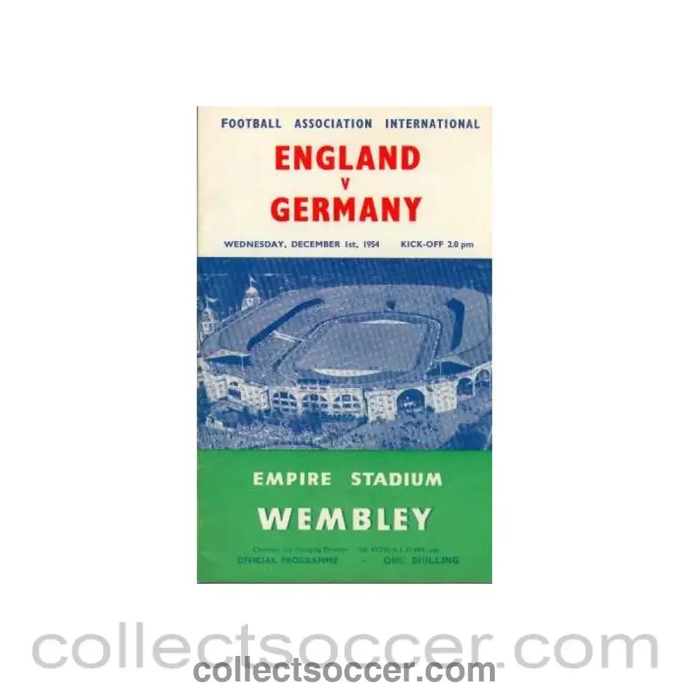 1954 England V Germany Programme 01/12/1954 - Collect Soccer