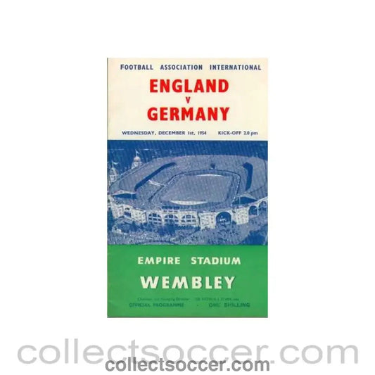 1954 England V Germany Programme 01/12/1954 - Collect Soccer