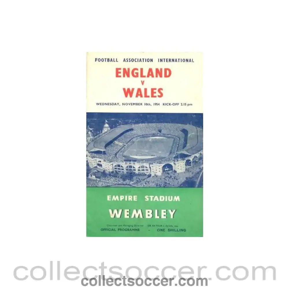 1954 England v Wales official programme 10/11/1954 - Collect Soccer