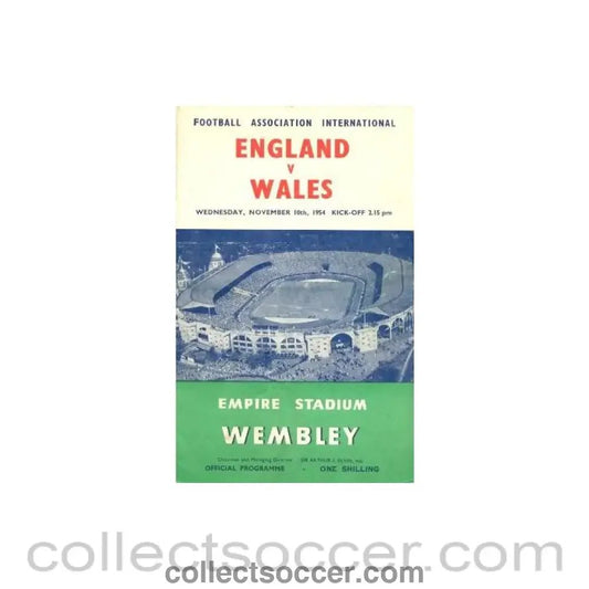 1954 England v Wales official programme 10/11/1954 - Collect Soccer