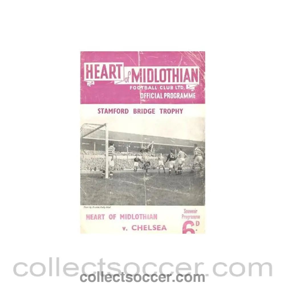 1954 - Heart of Midlothian vChelsea official programme 31/03/1954 - Collect Soccer