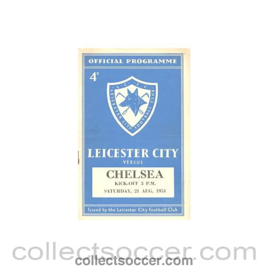 1954 - Leicester City v Chelsea Football programme 21/08/1954 - Chelsea’s First Championship Season