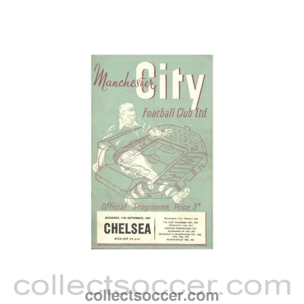 1954 - Manchester City vChelsea official programme 11/09/1954 - Collect Soccer