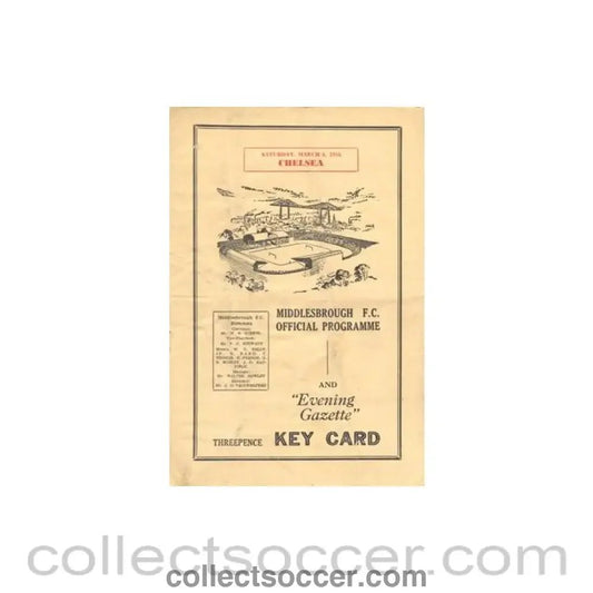 1954 - Middlesbrough v Chelsea official programme 06/03/1954 - Collect Soccer