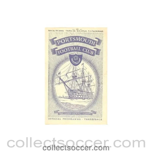 1954 - Portsmouth v Charlton Athletic official programme 09/01/1954 - Collect Soccer