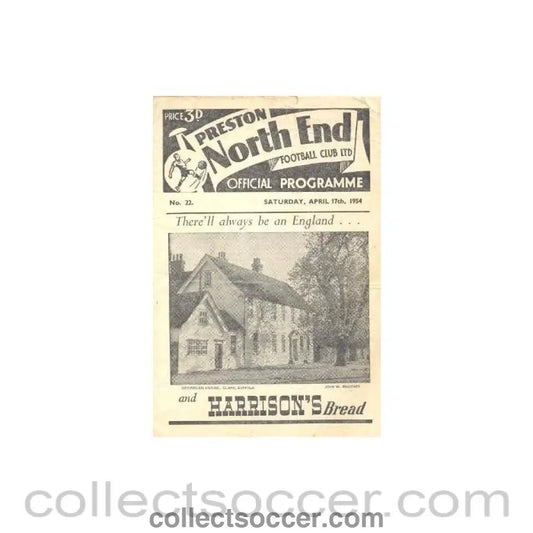 1954 - Preston North End vChelsea official programme 17/04/1954 - Collect Soccer