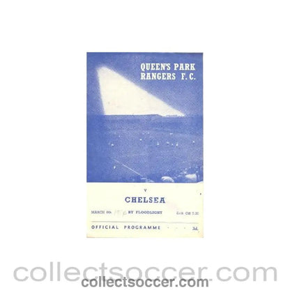 1954 - Queen's Park Rangers v Chelsea official programme 08/03/1954 Floodlight game - Collect Soccer